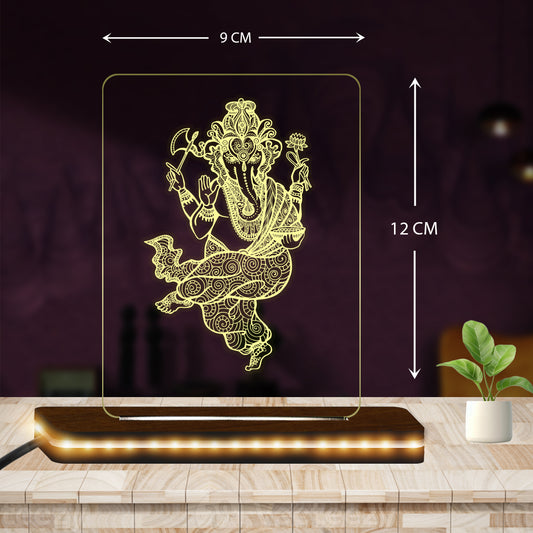 Ganesh Ji Acrylic LED Table Lamp,  (5x6 Inches)