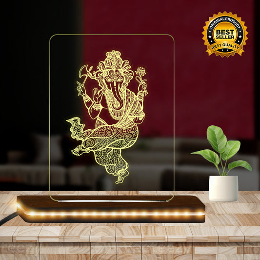 Ganesh Ji Acrylic LED Table Lamp,  (5x6 Inches)