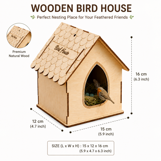 Premium Wooden Hanging Bird House for Balcony & Garden | Decorative Bird Nesting House
